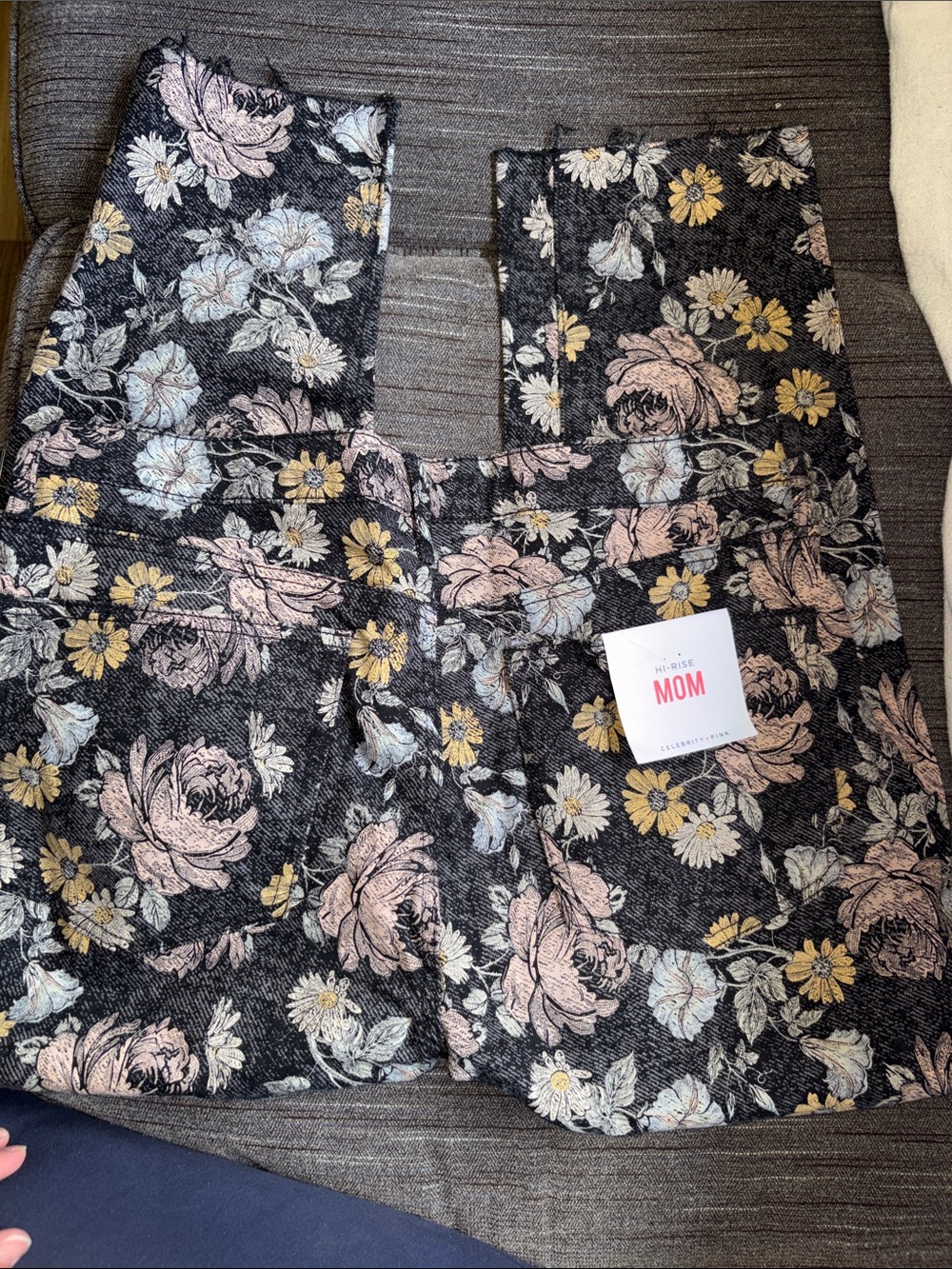 Celebrity Pink Floral Skinny Jeans in Black with Pink & Yellow Blooms